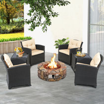 Agio park falls 7pc high deals dining set with fire table